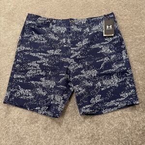 Under Armour Golf Shorts 38 Navy White Print Storm Water Repellent Stretch Comfy